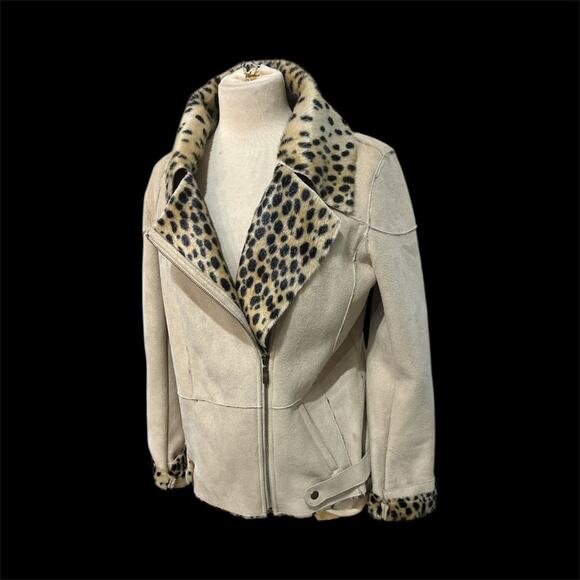 Kristen Blake Faux Suede Leopard Print Lined JACKET SZ M - Picture 1 of 4